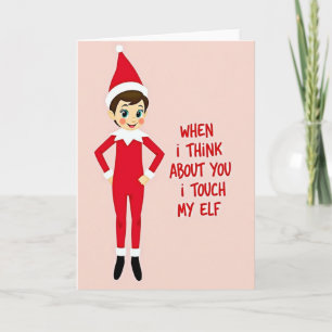 Funny Touch My Elf Xmas Card