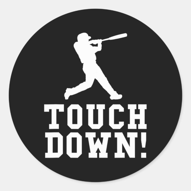 Funny Touchdown Baseball Football Sports Gift  Classic Round Sticker (Front)