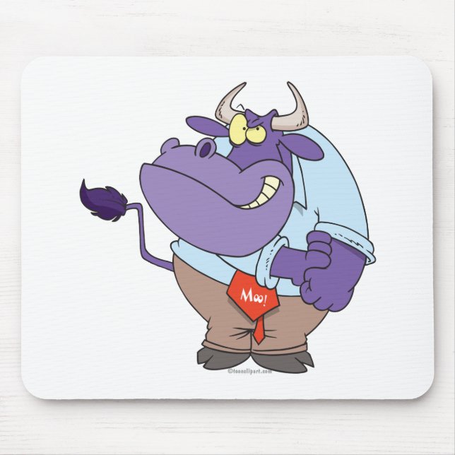 funny tough bull cartoon mouse mat (Front)