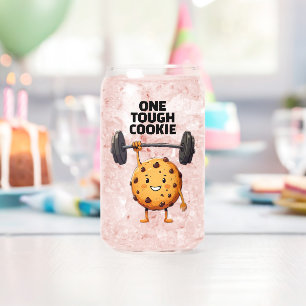 Funny Tough Cookie Lifting Barbell Can Glass