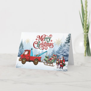 Funny Tow Truck Corporate Client Holiday Card