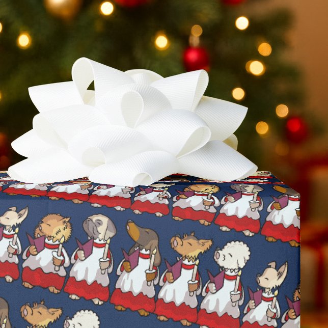 Funny Toy Dog Choir Carol Singers Yorkie Cartoon Wrapping Paper (Creator Uploaded)