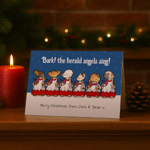 Funny Toy Dog Christmas Choir Dachshund Cartoon Holiday Card