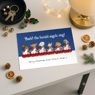 Funny Toy Dog Christmas Choir Dachshund Cartoon Holiday Postcard