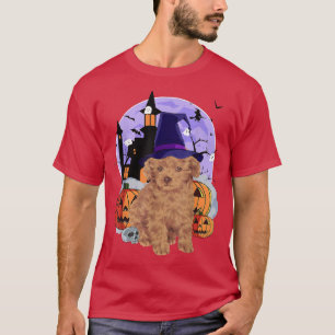 Funny Toy Poodle Dog Halloween Witch Pumpkin T-Shirt