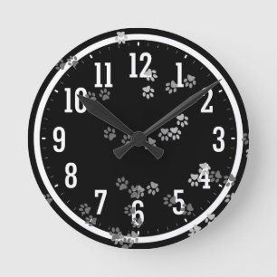Funny traces of dog feet Wall Clock