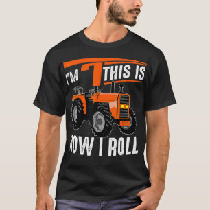 Funny Tractor 7th Birthday Gift Cute 7 Years Old T-Shirt