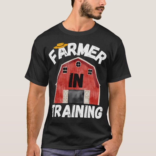 Funny Tractor Boy Farmer In Training Tractor T-Shirt (Front)