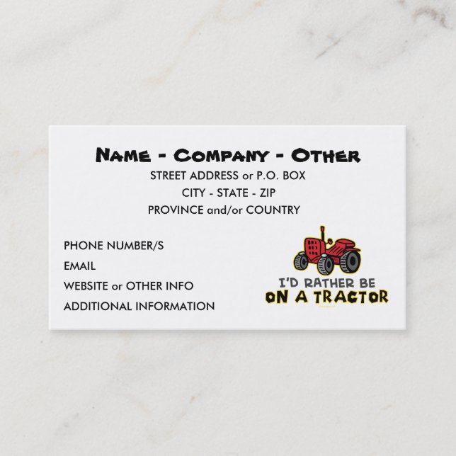 Funny Tractor Business Card (Front)