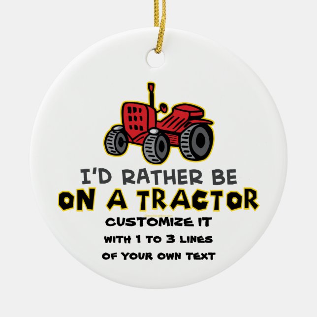 Funny Tractor Ceramic Tree Decoration (Front)
