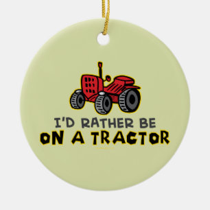 Funny Tractor Ceramic Tree Decoration