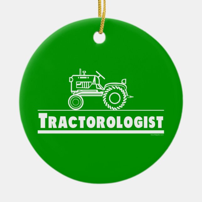 Funny Tractor Ceramic Tree Decoration (Front)