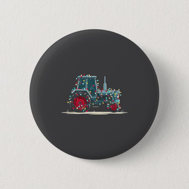 Funny Tractor Christmas Graphics Lights Lover Farm 6 Cm Round Badge (Front)