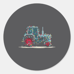 Funny Tractor Christmas Graphics Lights Lover Farm Classic Round Sticker