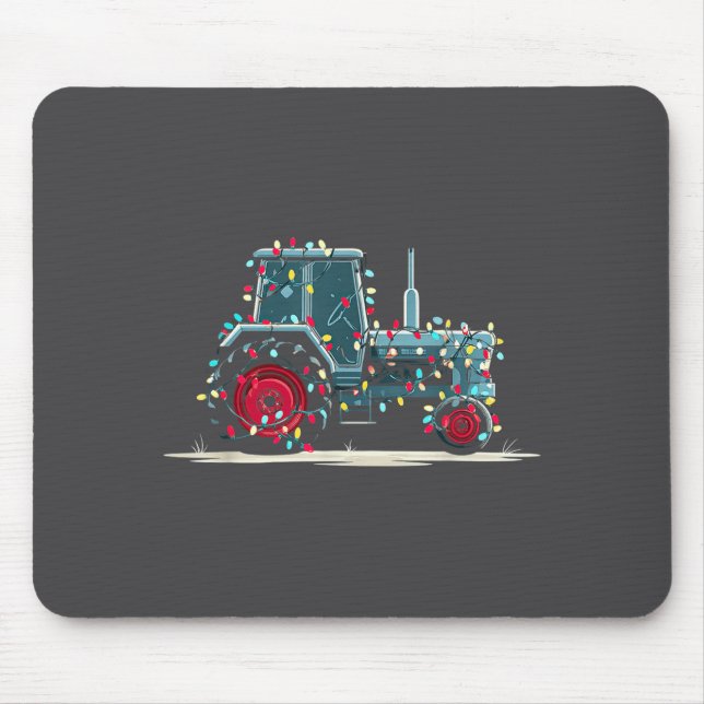 Funny Tractor Christmas Graphics Lights Lover Farm Mouse Mat (Front)
