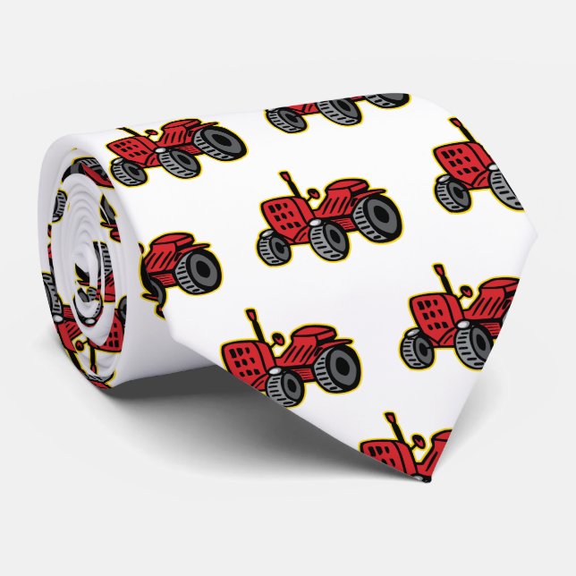 Funny Tractor Humourous Old Red Jalopy Tie (Rolled)