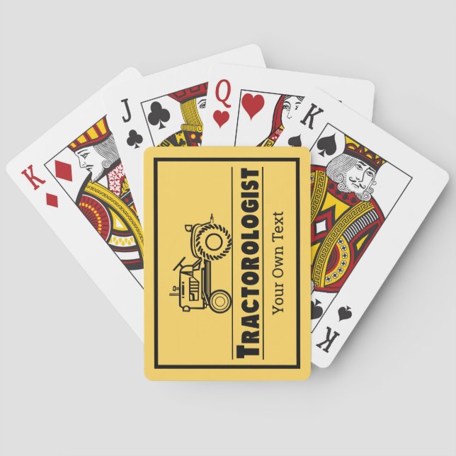 Funny Tractor Personalize Tractorologist Yellow Playing Cards (Back)