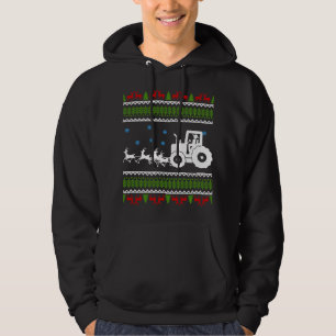 Funny Tractor Reindeer Christmas Merch Humour Gift Hoodie