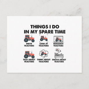 Funny Tractors Lover Things I Do In My Spare Time Postcard