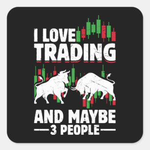 Funny Trading Quote Bull & Candlestick Daytrading Square Sticker