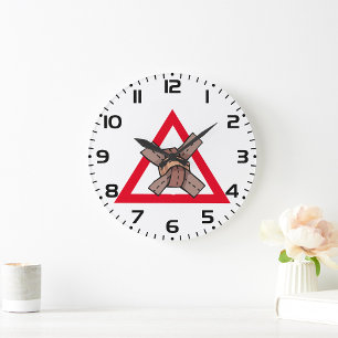 Funny Traffic Jam Knot Warning Road Sign  Large Clock