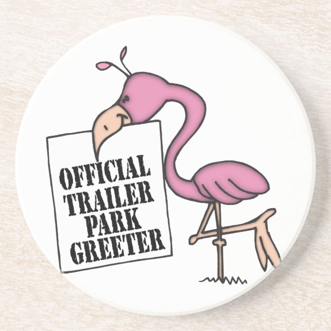 Funny Trailer Park Sandstone Coaster (Front)