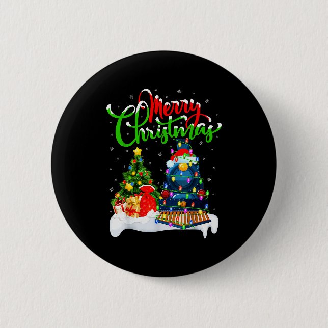 Funny Train Lover Xmas Lighting Santa Train Christ 6 Cm Round Badge (Front)