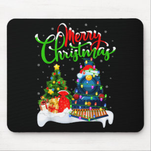 Funny Train Lover Xmas Lighting Santa Train Christ Mouse Mat
