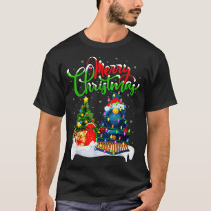 Funny Train Lover Xmas Lighting Santa Train Christ T-Shirt