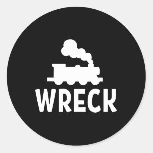 Funny Train Wreck . Sarcastic Joke Tee  Classic Round Sticker