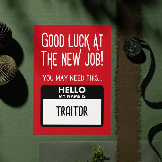 Funny 'Traitor Badge' Coworker Leaving Thank You Card (Funny 'Traitor Badge' Coworker Leaving Thank You Card)