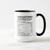 Funny Transcriptionist Nutrition Facts Worker Gift