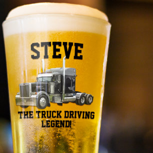 Funny Transport Semi Truck Driver Custom Name Glass