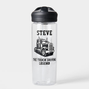 Funny Transport Semi Truck Driver Custom Name Water Bottle