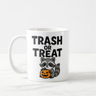 Funny Trash or Treat Racoon Halloween Design Coffee Mug
