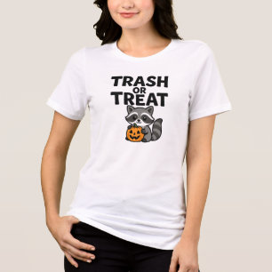 Funny Trash or Treat Racoon Halloween Design Tri-Blend Shirt