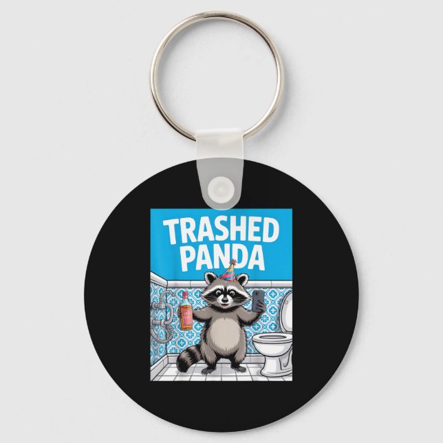 Funny Trashed Panda Raccoon Gets Drunk 1ff512797a7 Key Ring (Front)