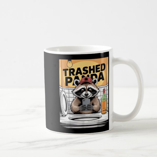 Funny Trashed Panda Raccoon Gets Drunk  Coffee Mug (Right)