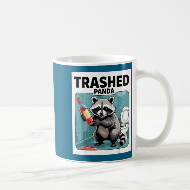 Funny Trashed Panda Raccoon Gets Drunk  Coffee Mug (Right)