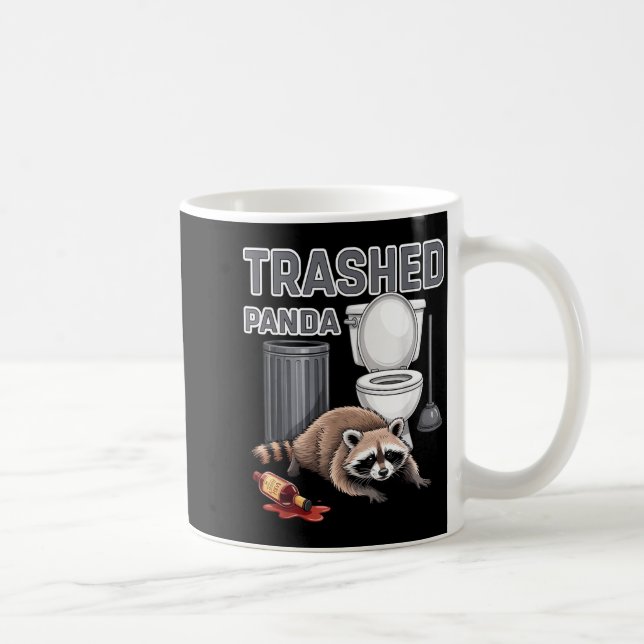 Funny Trashed Panda Raccoon Gets Drunk  Coffee Mug (Right)