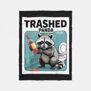 Funny Trashed Panda Raccoon Gets Drunk  Fleece Blanket