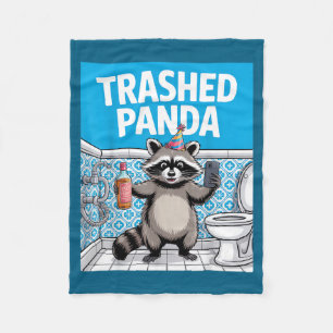 Funny Trashed Panda Raccoon Gets Drunk  Fleece Blanket