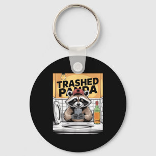 Funny Trashed Panda Raccoon Gets Drunk  Key Ring
