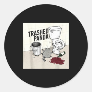 Funny Trashed Panda Racoon Gets Drunk  Classic Round Sticker