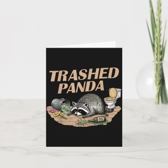 Funny Trashed Panda Racoon Gets Drunk Racoon Meme  Card (Front)