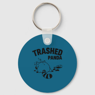 Funny trashed panda racoon gets humourous animal key ring