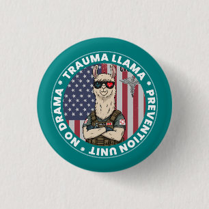 Funny Trauma Llama Prevention Unit Medical Button