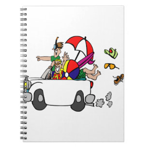funny travel cartoon car vacation notebook
