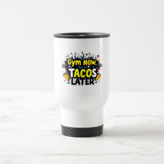 Funny Travel Mug – Fitness & Foodie Commuter Cup