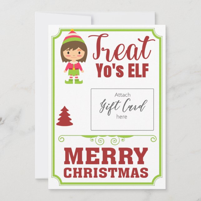 Funny Treat Yo'sELF Christmas Gift Voucher Holder (Front)